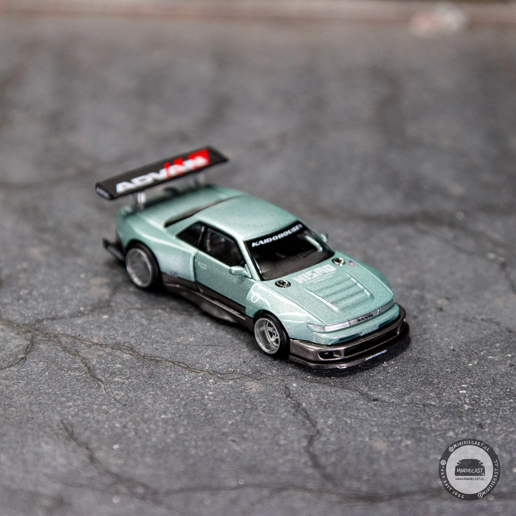 Kaido House x Mini GT Nissan Silvia S13-R KAIDO WORKS V1 – Sea Foam Green