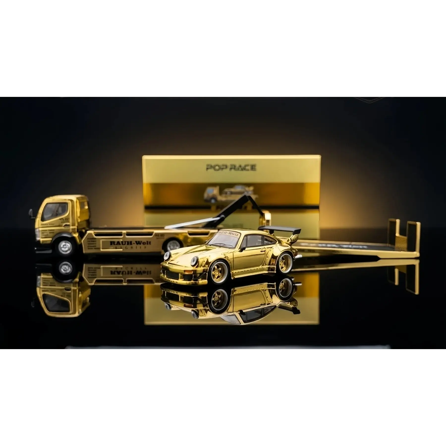 Pop Race 1:64 Porsche RWB930 Gold Chrome Set HEC 2026 Limited Edition