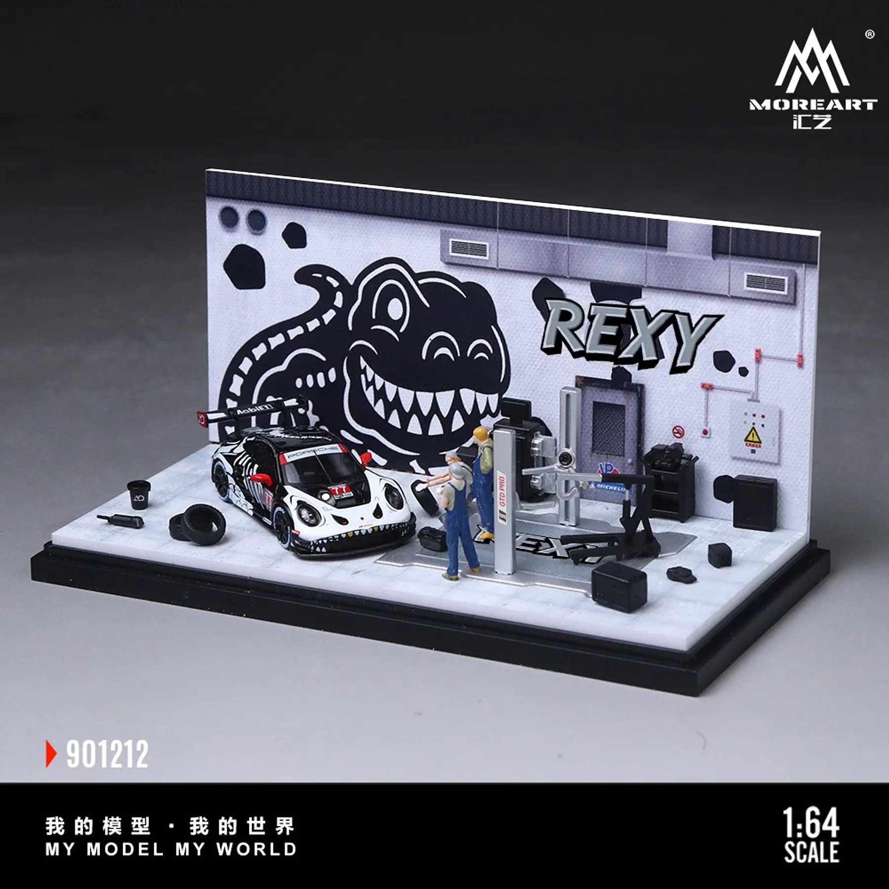 (PREVENTA) MoreArt 1:64 Porsche Rexy Bone Diorama garage 