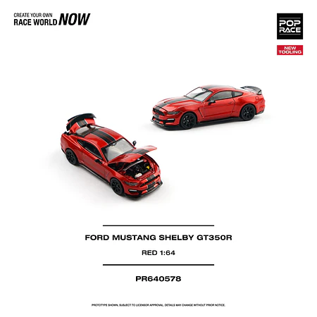 (PREVENTA) Pop Race 1:64 Ford Mustang Shelby GT350R Race Red