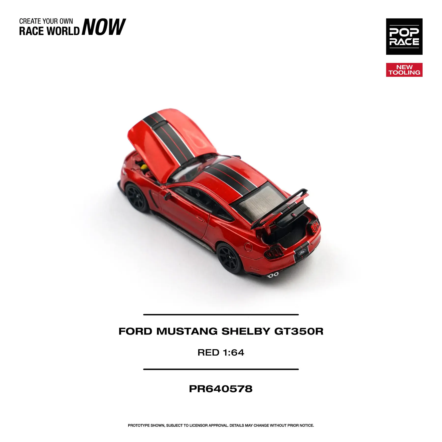 (PREVENTA) Pop Race 1:64 Ford Mustang Shelby GT350R Race Red