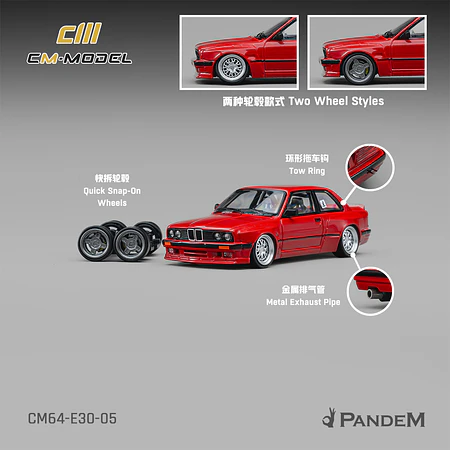 (PREVENTA) CM MODEL 1:64 Pandem BMW M3 E30 Bright Red 