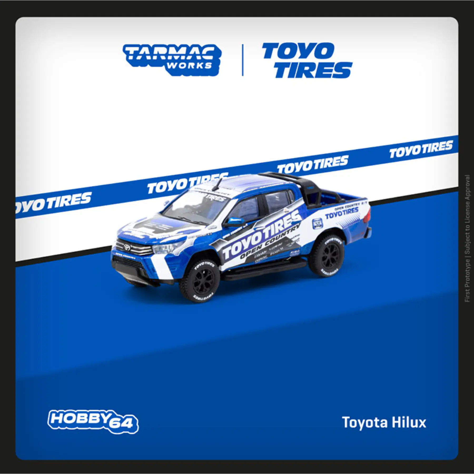 Tarmac Works 1:64 Toyota Hilux TOYO Tires – Blue with Graphics – Hobby64