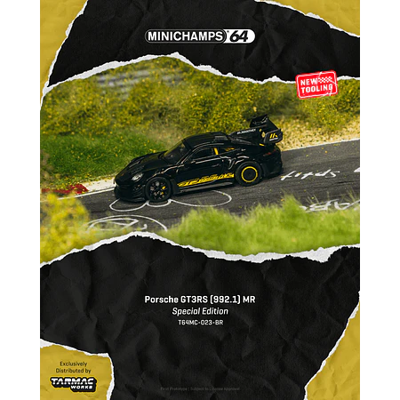 (PREVENTA) MINICHAMPS64 1:64 Porsche GT3RS (992.1) MR Black Yellow Tarmac Special Edition