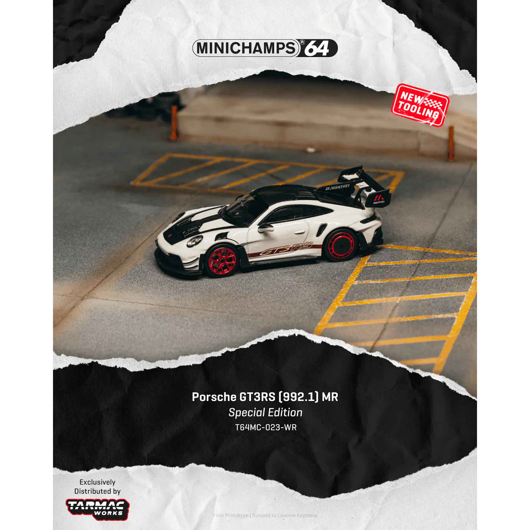(PREVENTA) MINICHAMPS64 1:64 Porsche GT3RS (992.1) MR White Red Tarmac Special Edition
