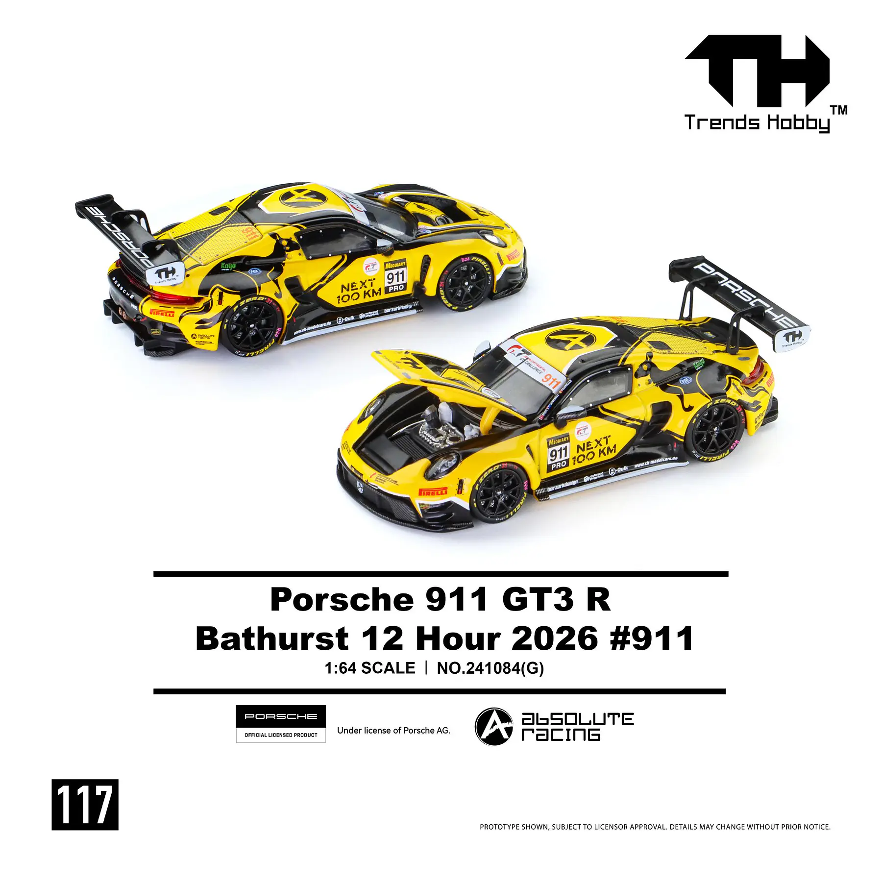 (PREVENTA) Trends Hobby 1:64 Porsche 911 GT3 R - B12H 2026 #911