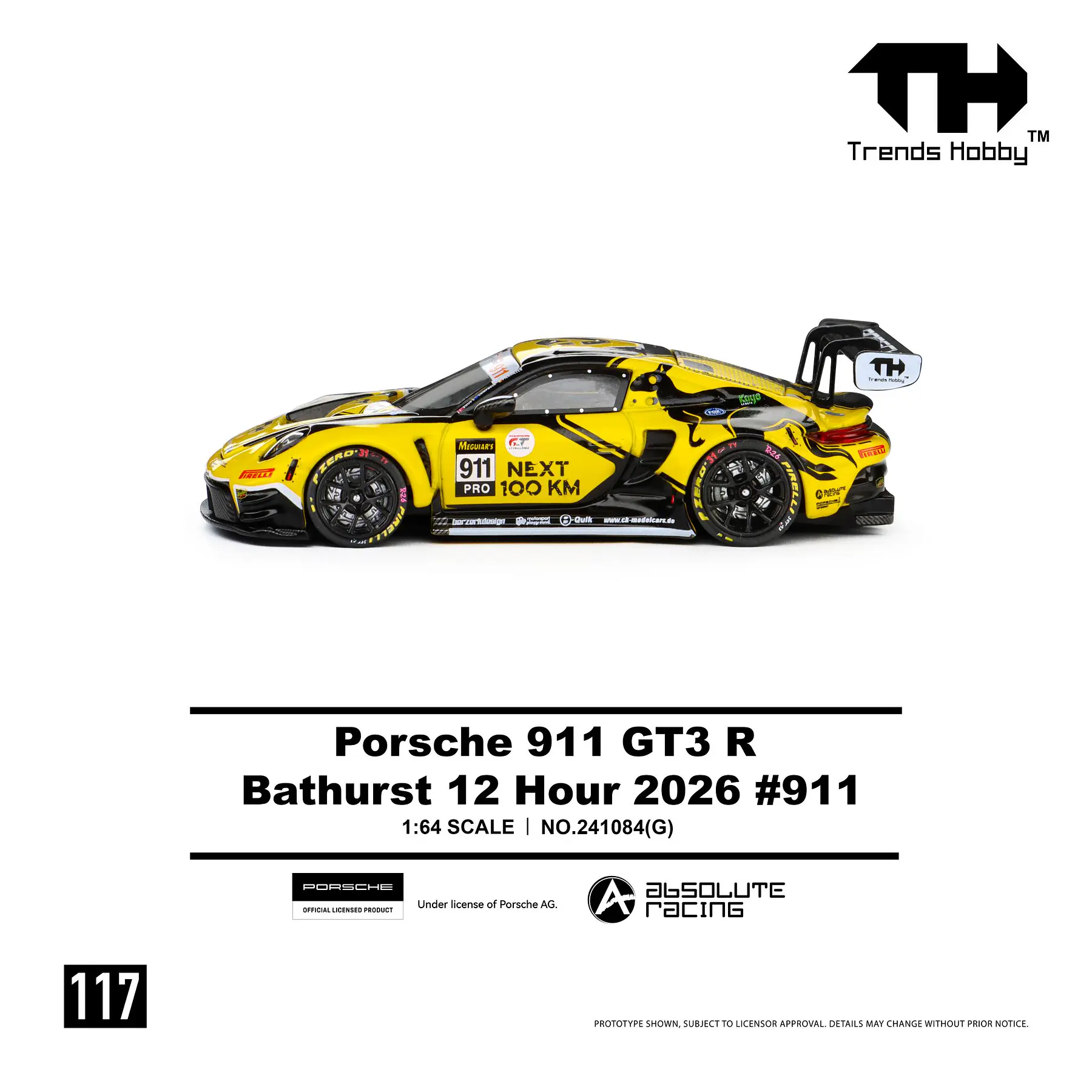 (PREVENTA) Trends Hobby 1:64 Porsche 911 GT3 R - B12H 2026 #911