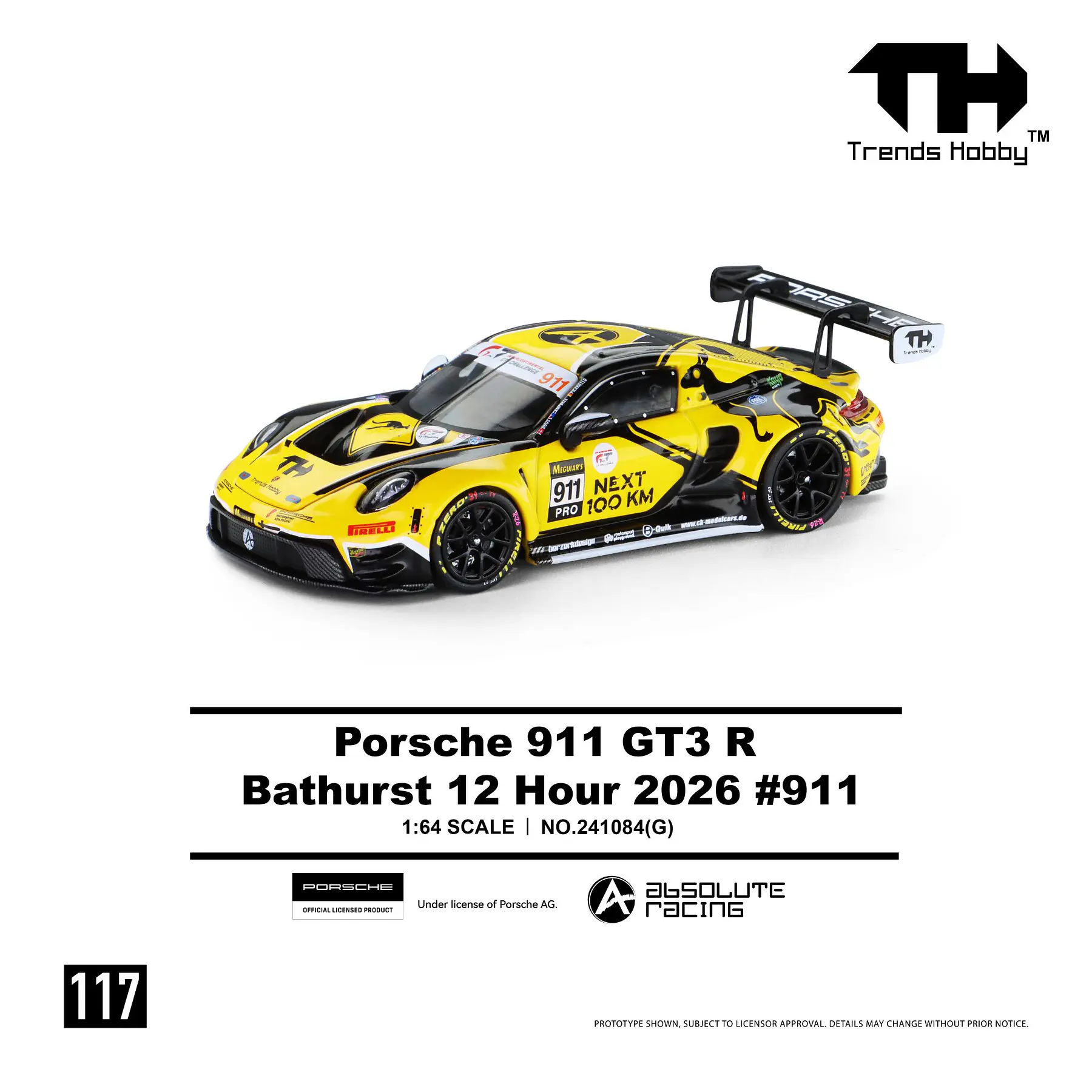(PREVENTA) Trends Hobby 1:64 Porsche 911 GT3 R - B12H 2026 #911