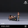 MoreArt 1:64 Kawasaki Golden 63 Camouflage Uniform Blonde Girl Motorcycle Figure Resin Model. 
