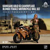 MoreArt 1:64 Kawasaki Golden 63 Camouflage Uniform Blonde Girl Motorcycle Figure Resin Model. 