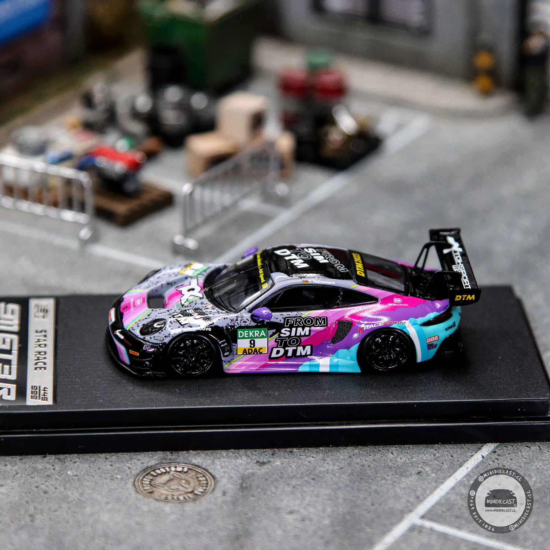 Star Race 1:64 Porsche 911 GT3 R (992) Black Purple #9.