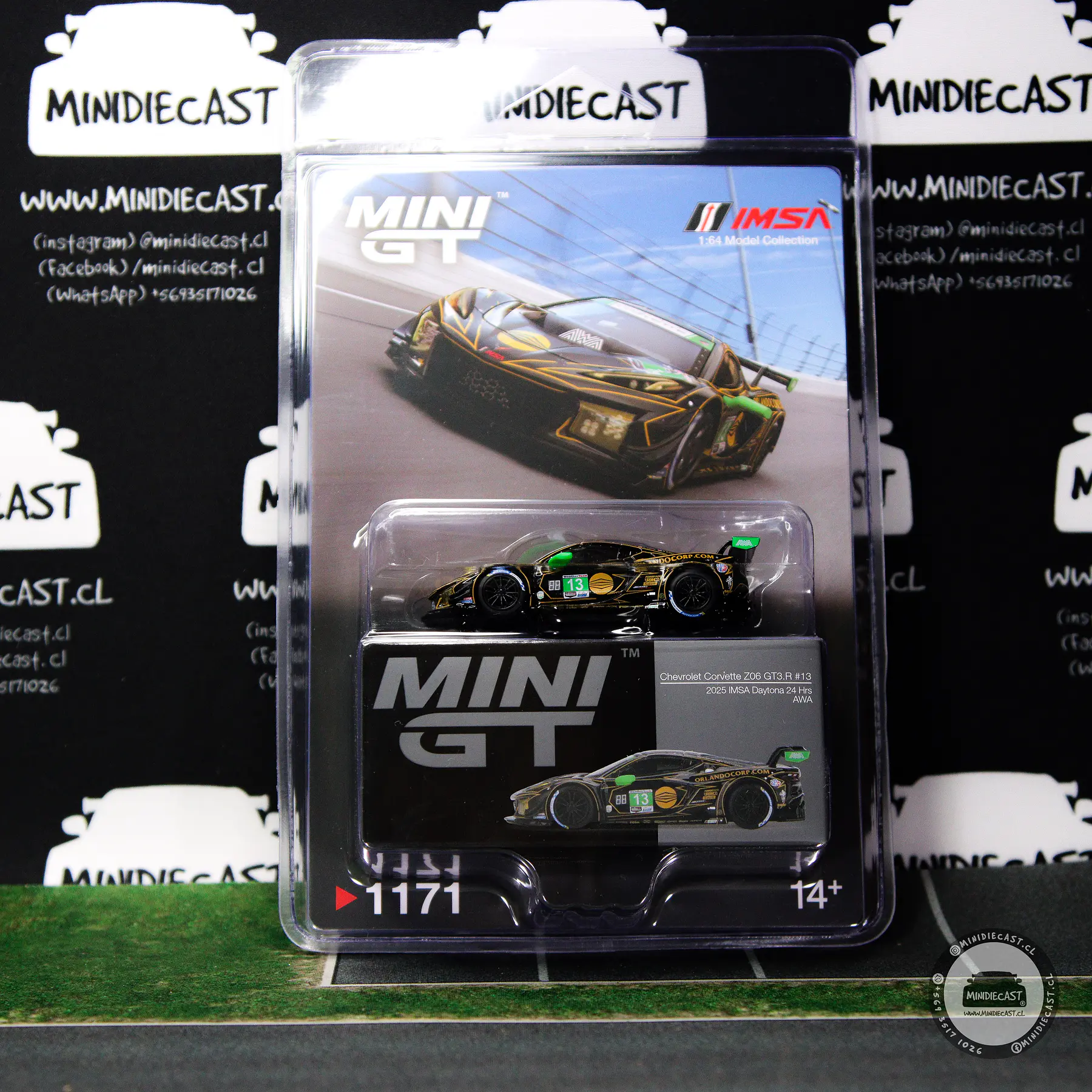 Mini GT 1:64 Chevrolet Corvette Z06 GT3.R #13 AWA 2025 IMSA Daytona 24 Hrs