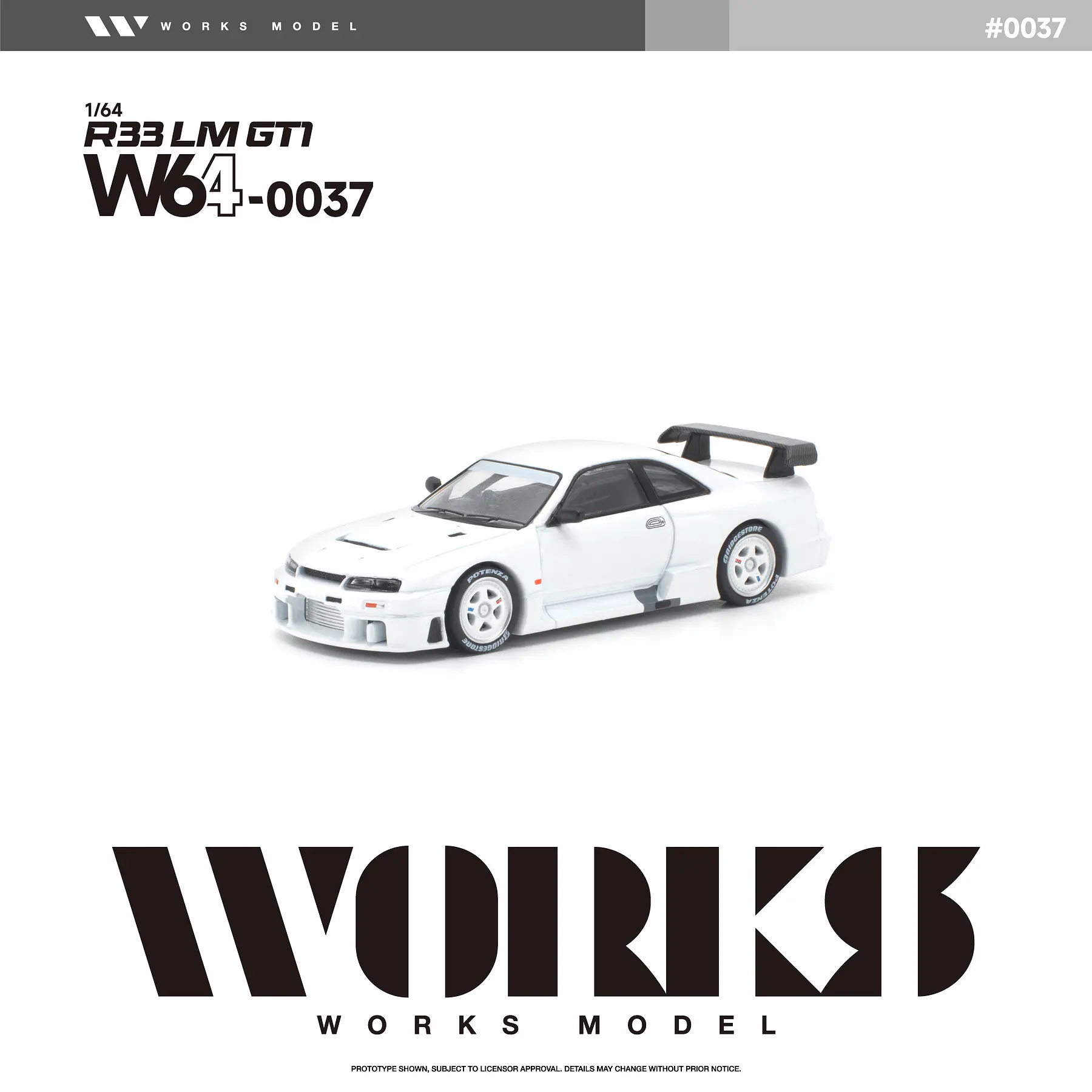 (PREVENTA) WORKS 1:64 Nissan Skyline GT-R R33 LM 1995 GT1 White