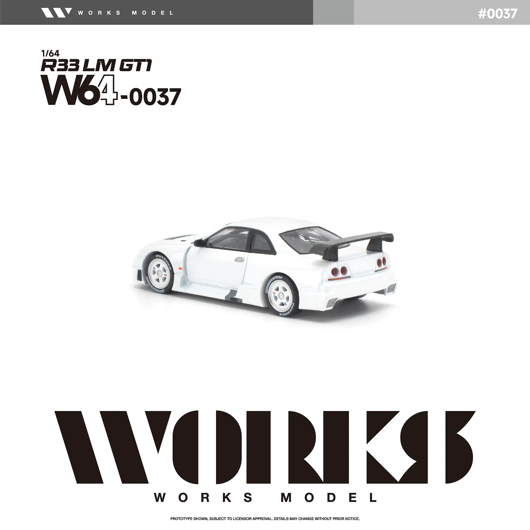 (PREVENTA) WORKS 1:64 Nissan Skyline GT-R R33 LM 1995 GT1 White