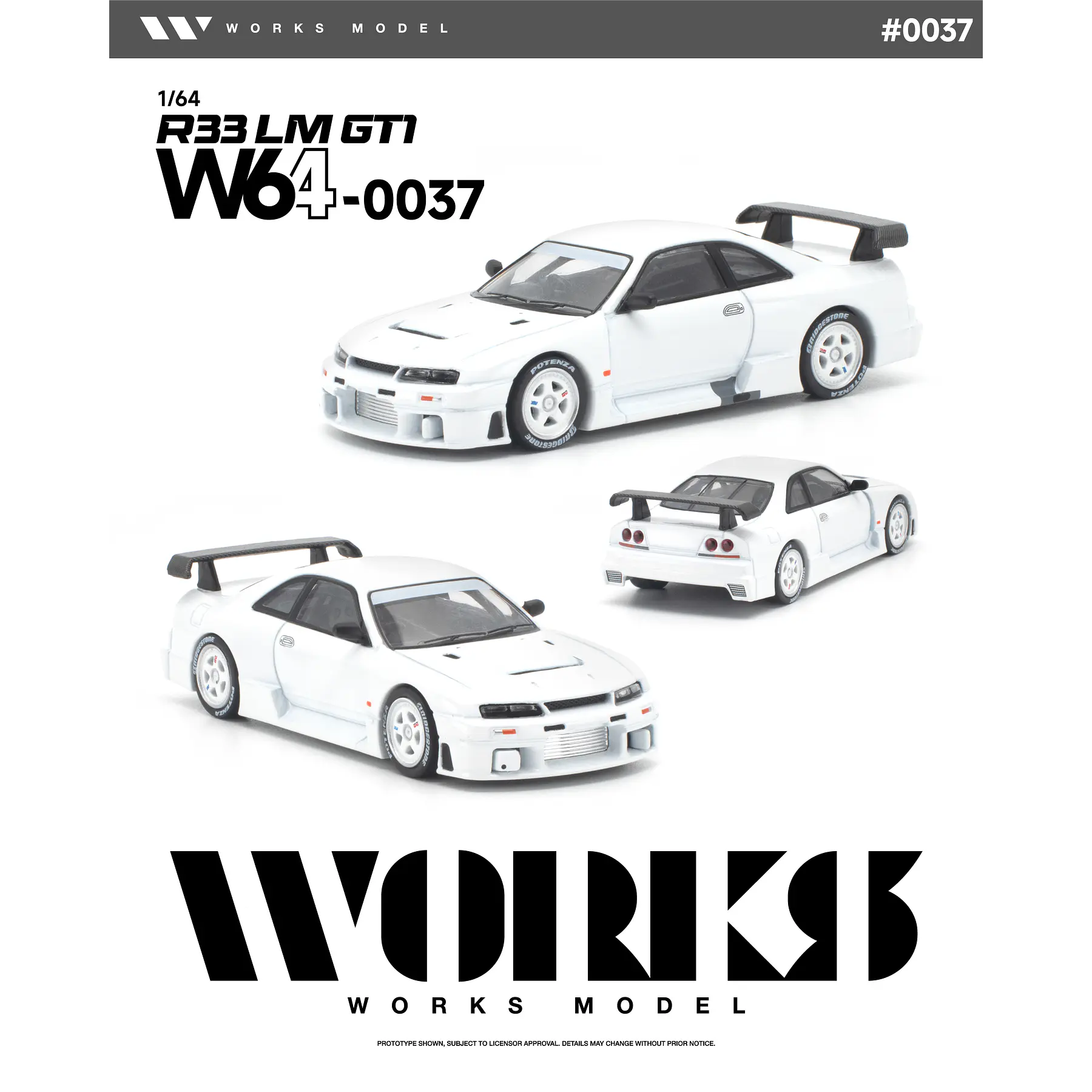 (PREVENTA) WORKS 1:64 Nissan Skyline GT-R R33 LM 1995 GT1 White