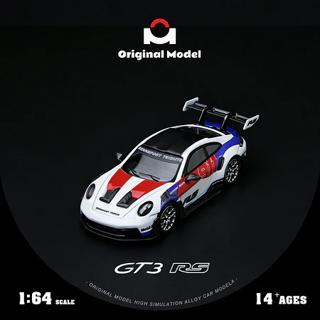 (PREVENTA) Original Model 1:64 Porsche 992 GT3 RS white red and blue stripes