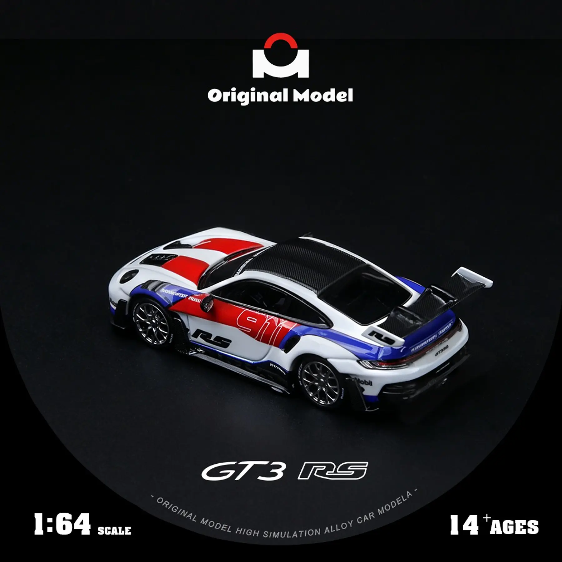(PREVENTA) Original Model 1:64 Porsche 992 GT3 RS white red and blue stripes