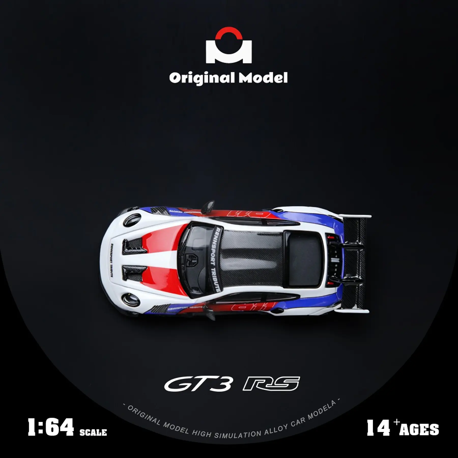(PREVENTA) Original Model 1:64 Porsche 992 GT3 RS white red and blue stripes