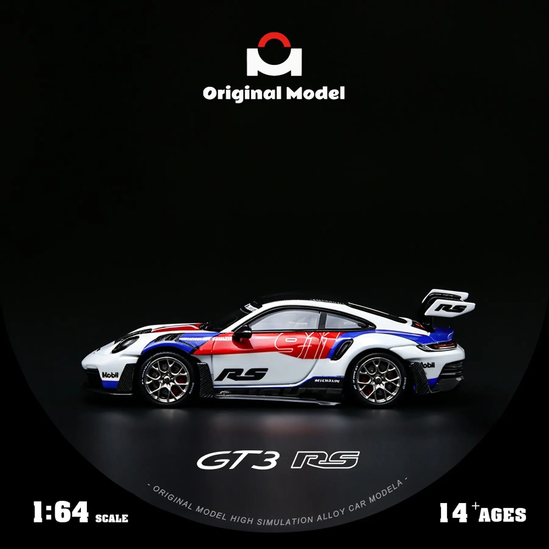 (PREVENTA) Original Model 1:64 Porsche 992 GT3 RS white red and blue stripes