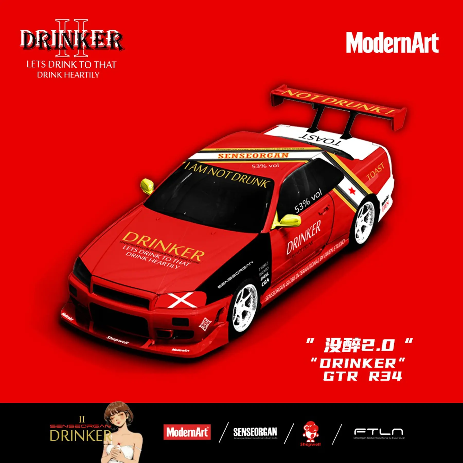 (PREVENTA) Modern Art 1:64 Nissan Skyline GT-R R34 Drinker Not Drunk 2.0