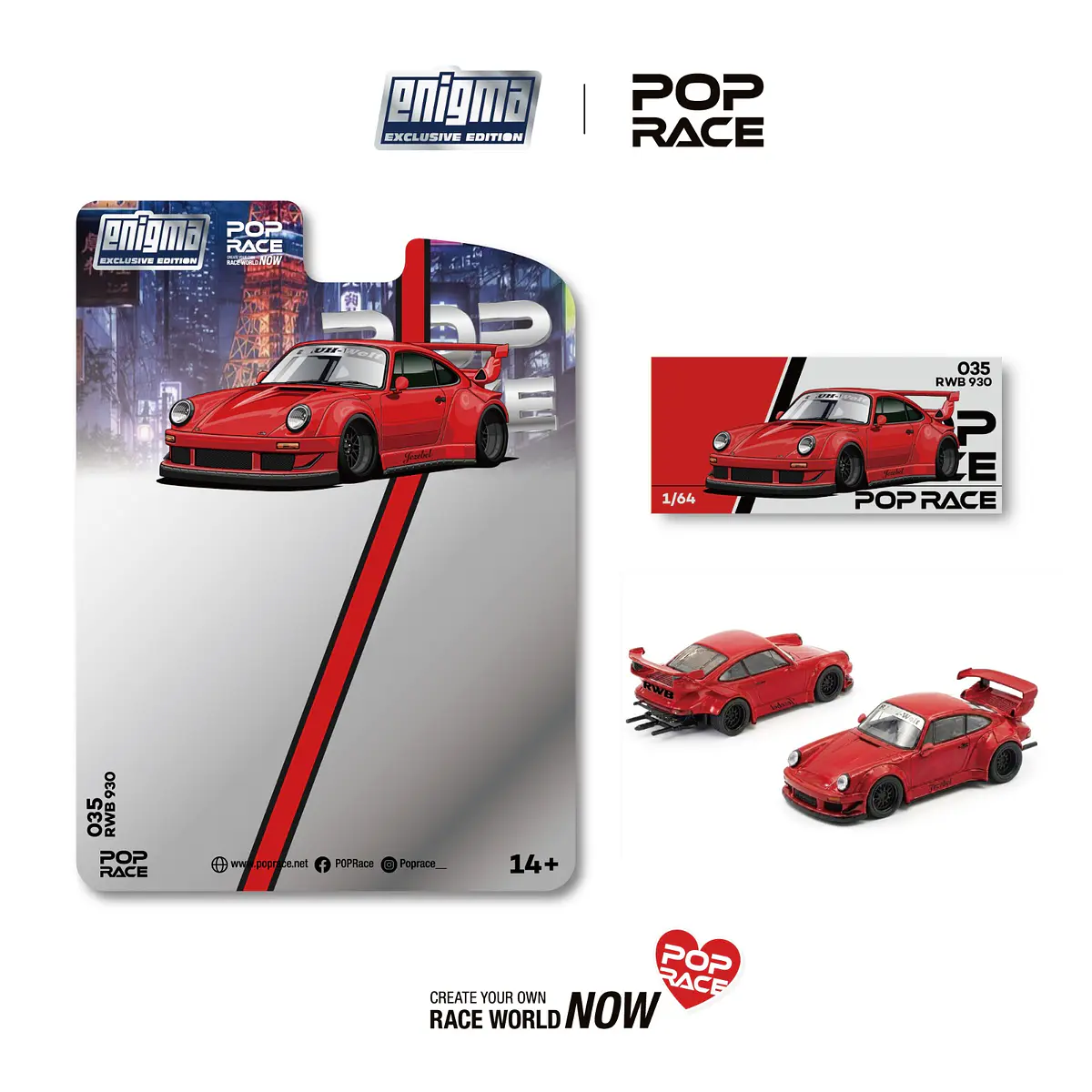 Pop Race 1:64 Porsche RWB 930 RED (enigma exclusive edition)