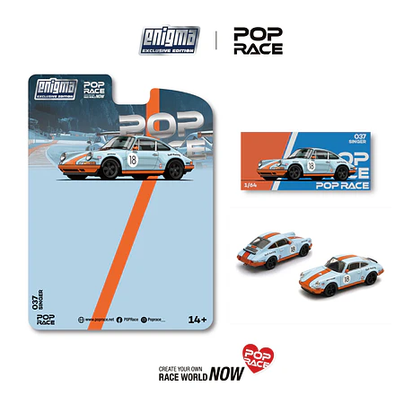 (PREVENTA) Pop Race 1:64 Porsche Singer Racing Orange /Blue #18 (enigma exclusive edition)