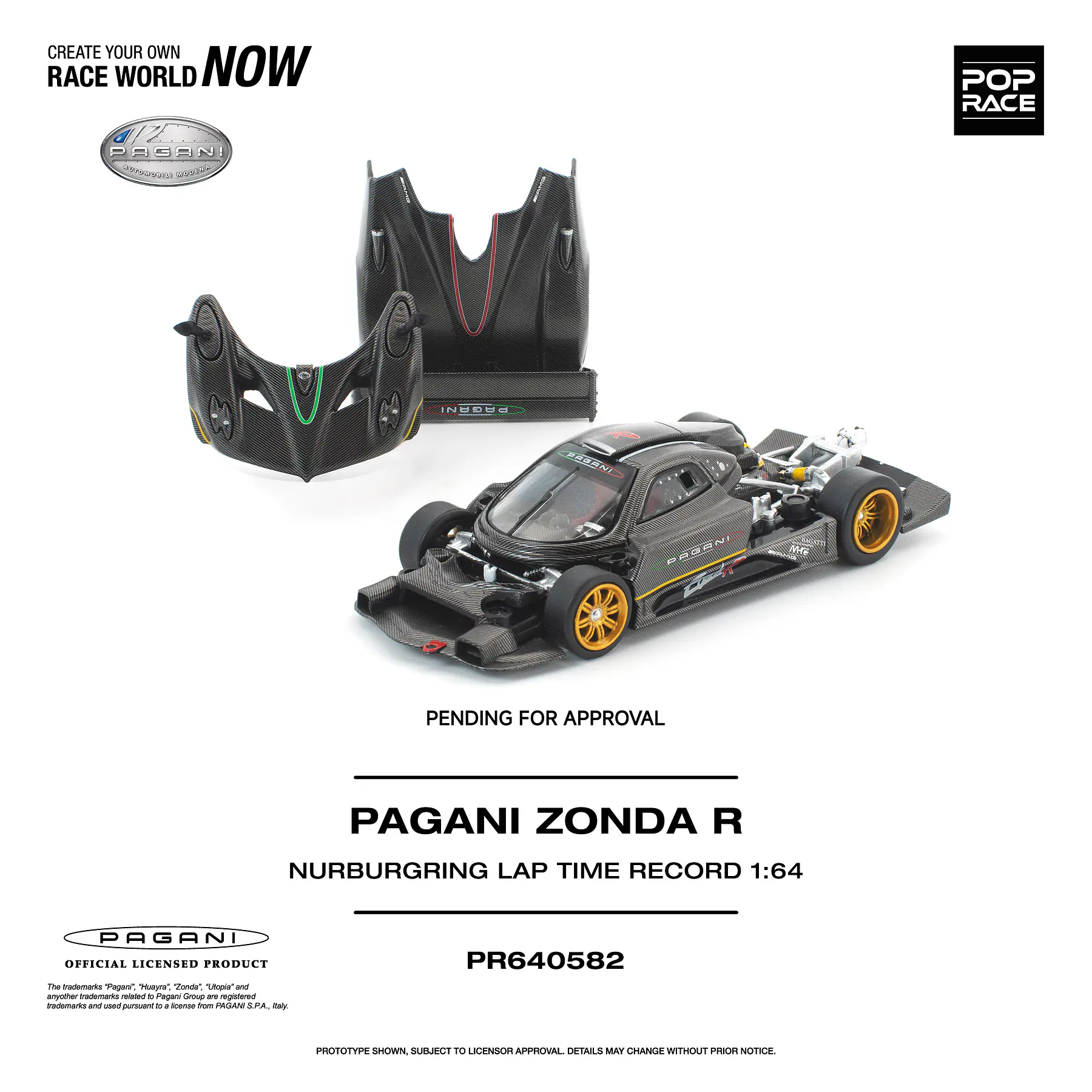 (PREVENTA) Pop Race 1:64 Pagani Zonda R Nürburgring Lap Time Record