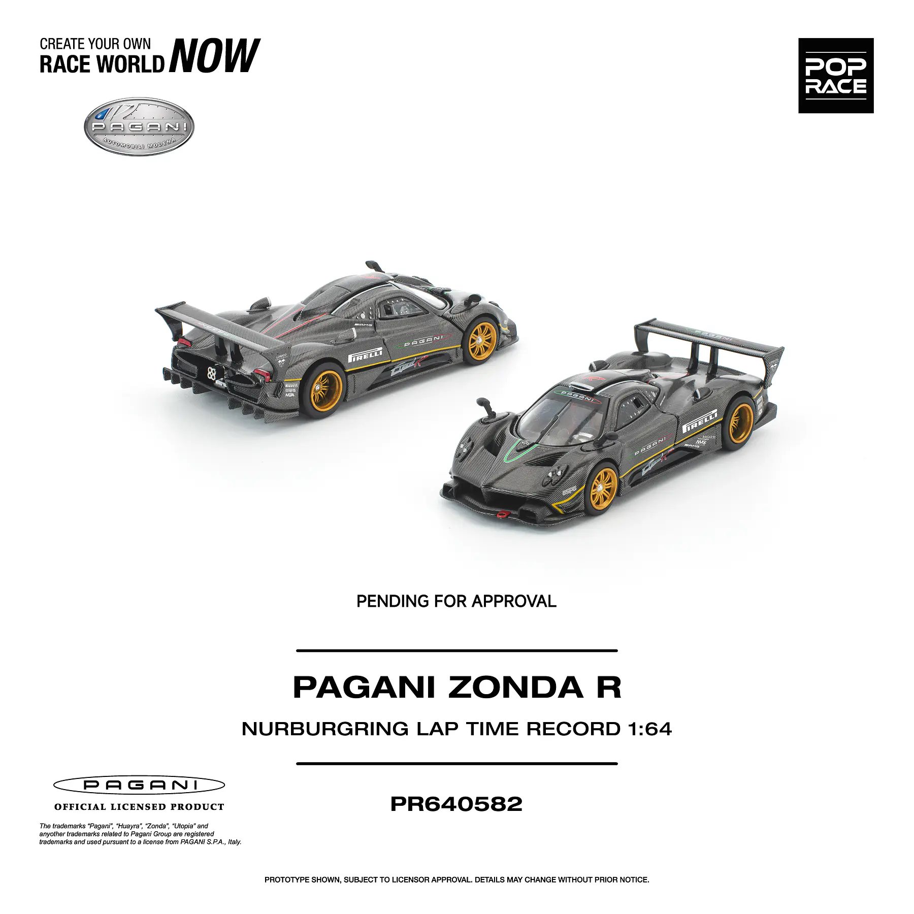 (PREVENTA) Pop Race 1:64 Pagani Zonda R Nürburgring Lap Time Record