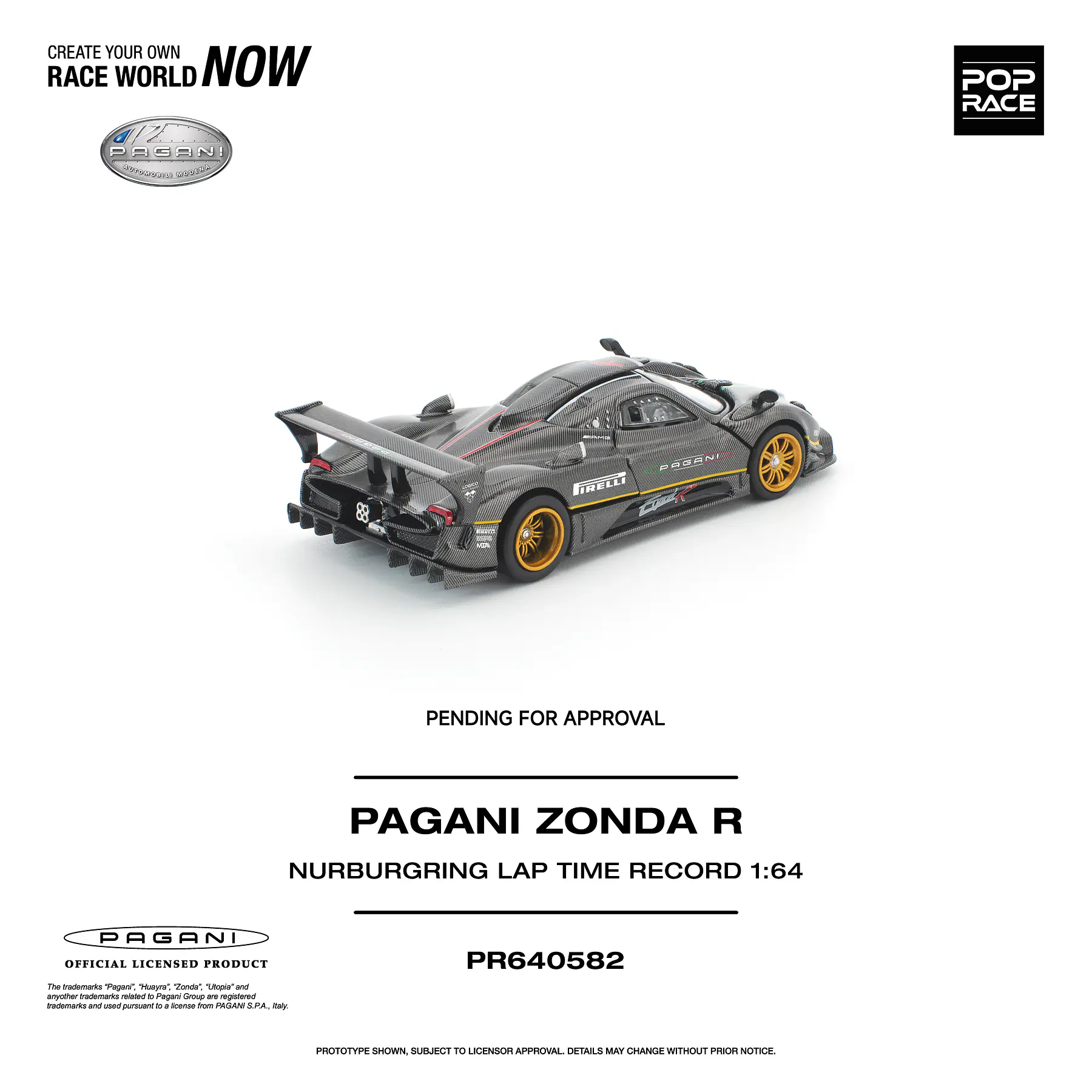 (PREVENTA) Pop Race 1:64 Pagani Zonda R Nürburgring Lap Time Record