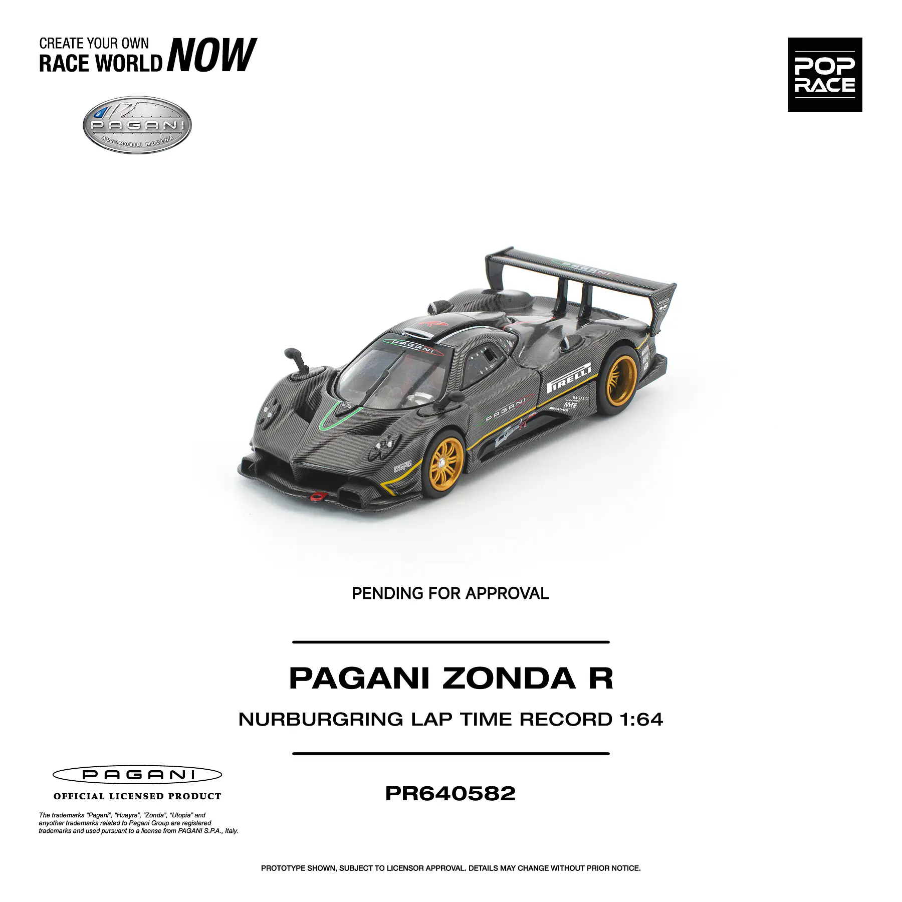 (PREVENTA) Pop Race 1:64 Pagani Zonda R Nürburgring Lap Time Record