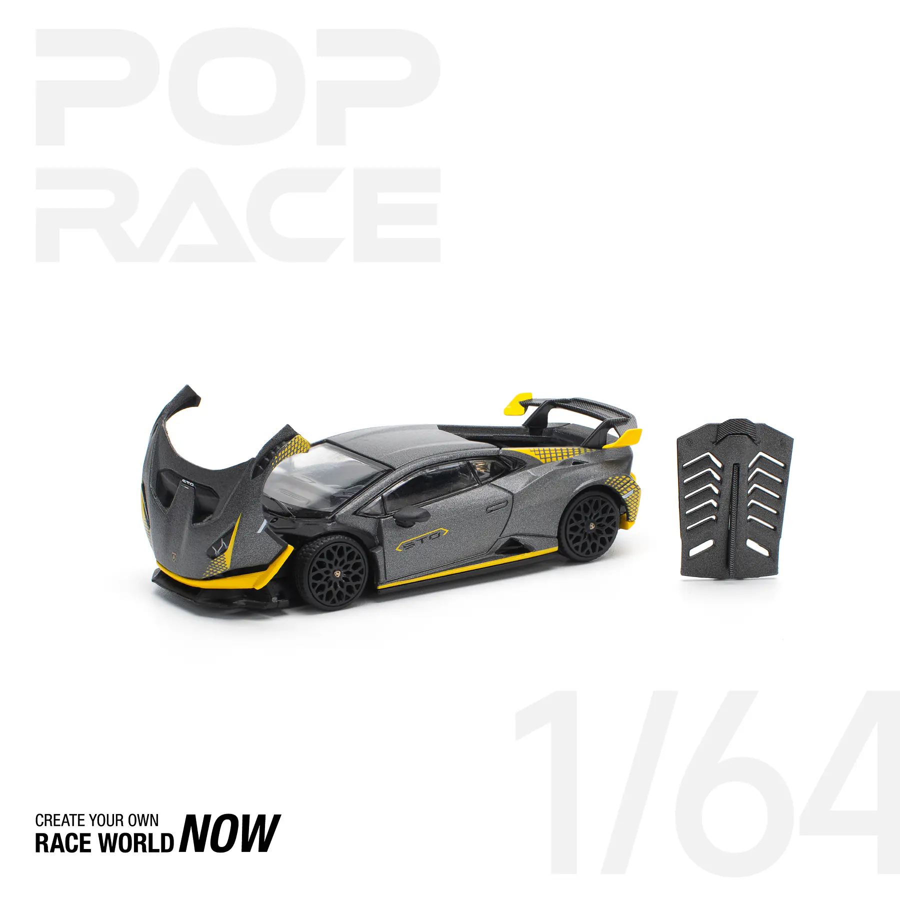Pop Race 1:64 Lamborghini Huracán STO Matte Grey.