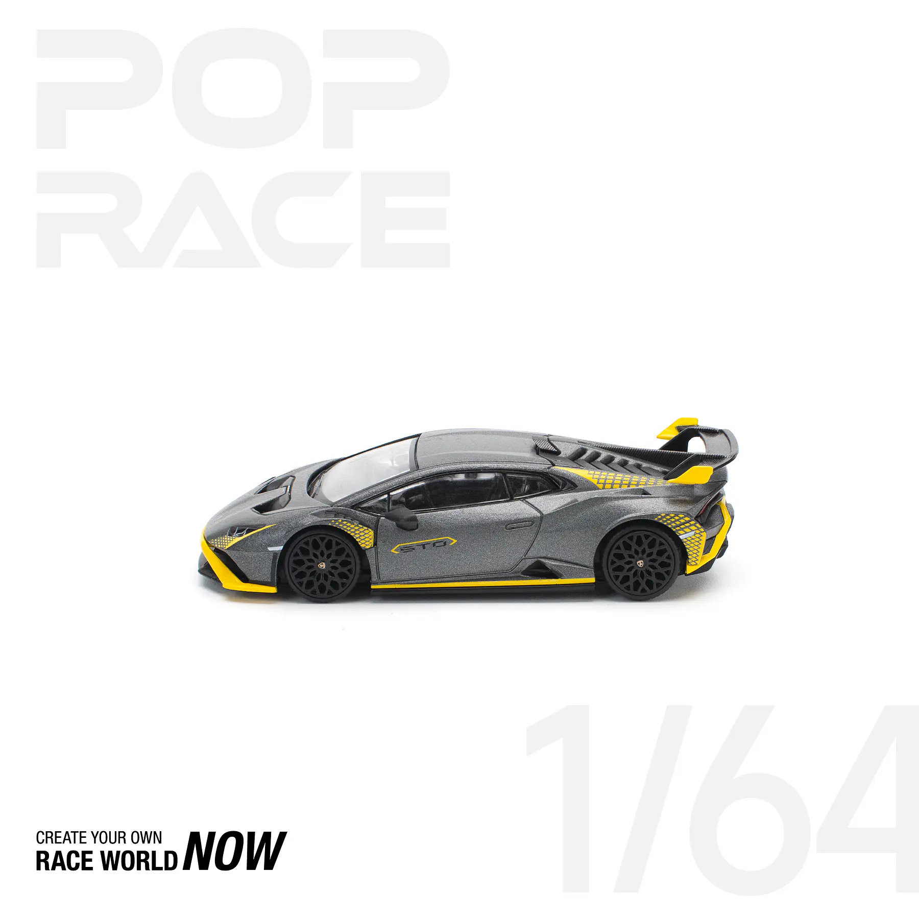 Pop Race 1:64 Lamborghini Huracán STO Matte Grey.