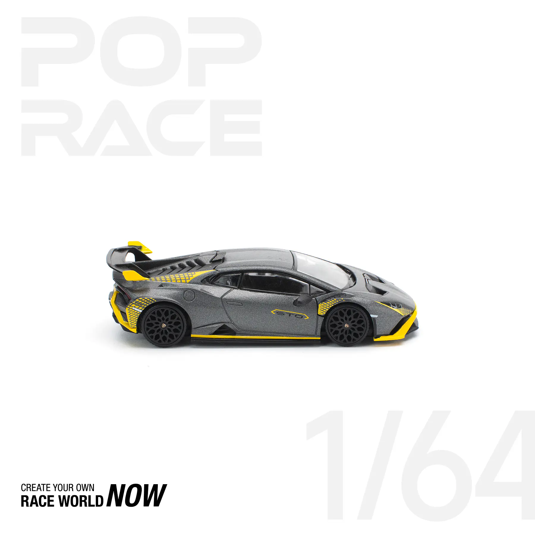 Pop Race 1:64 Lamborghini Huracán STO Matte Grey.