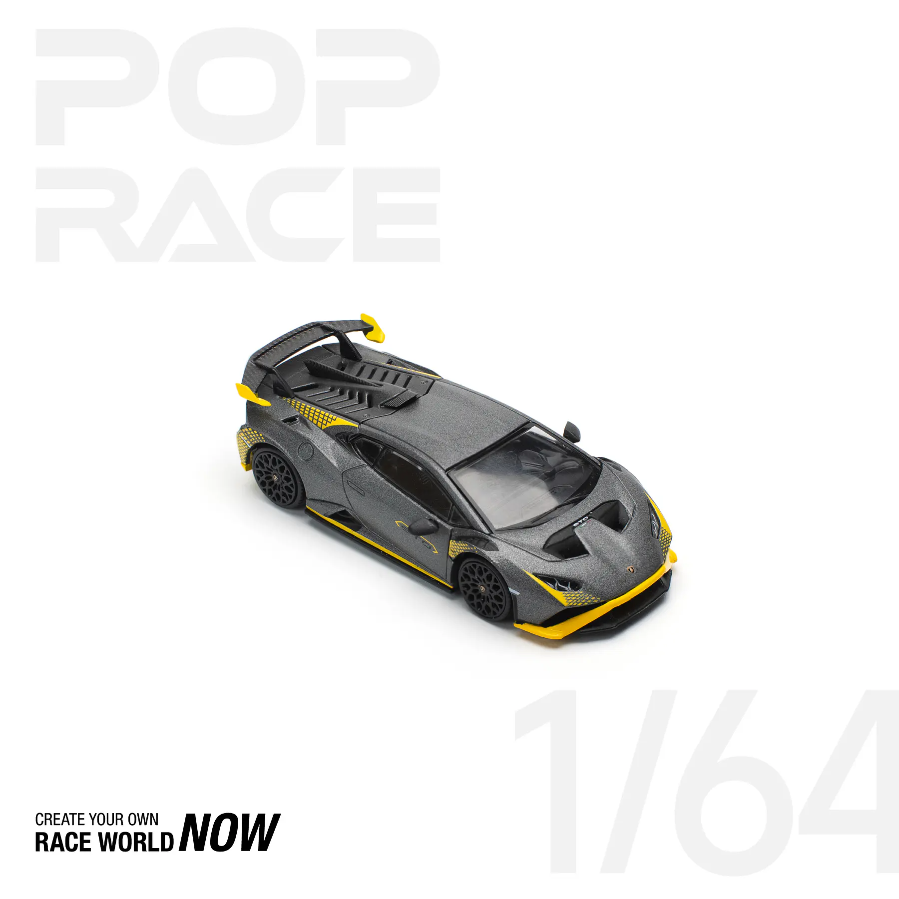 Pop Race 1:64 Lamborghini Huracán STO Matte Grey.