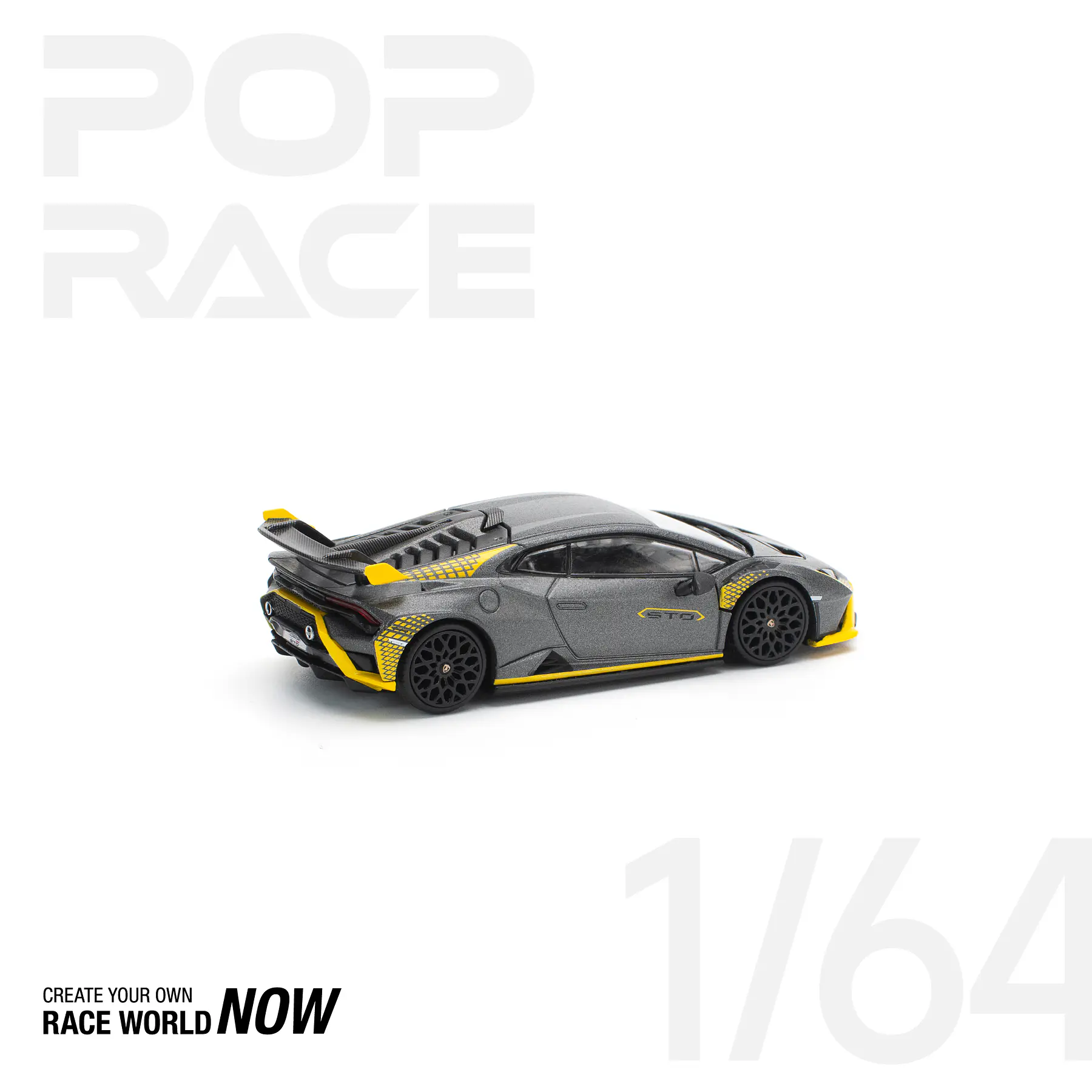 Pop Race 1:64 Lamborghini Huracán STO Matte Grey.