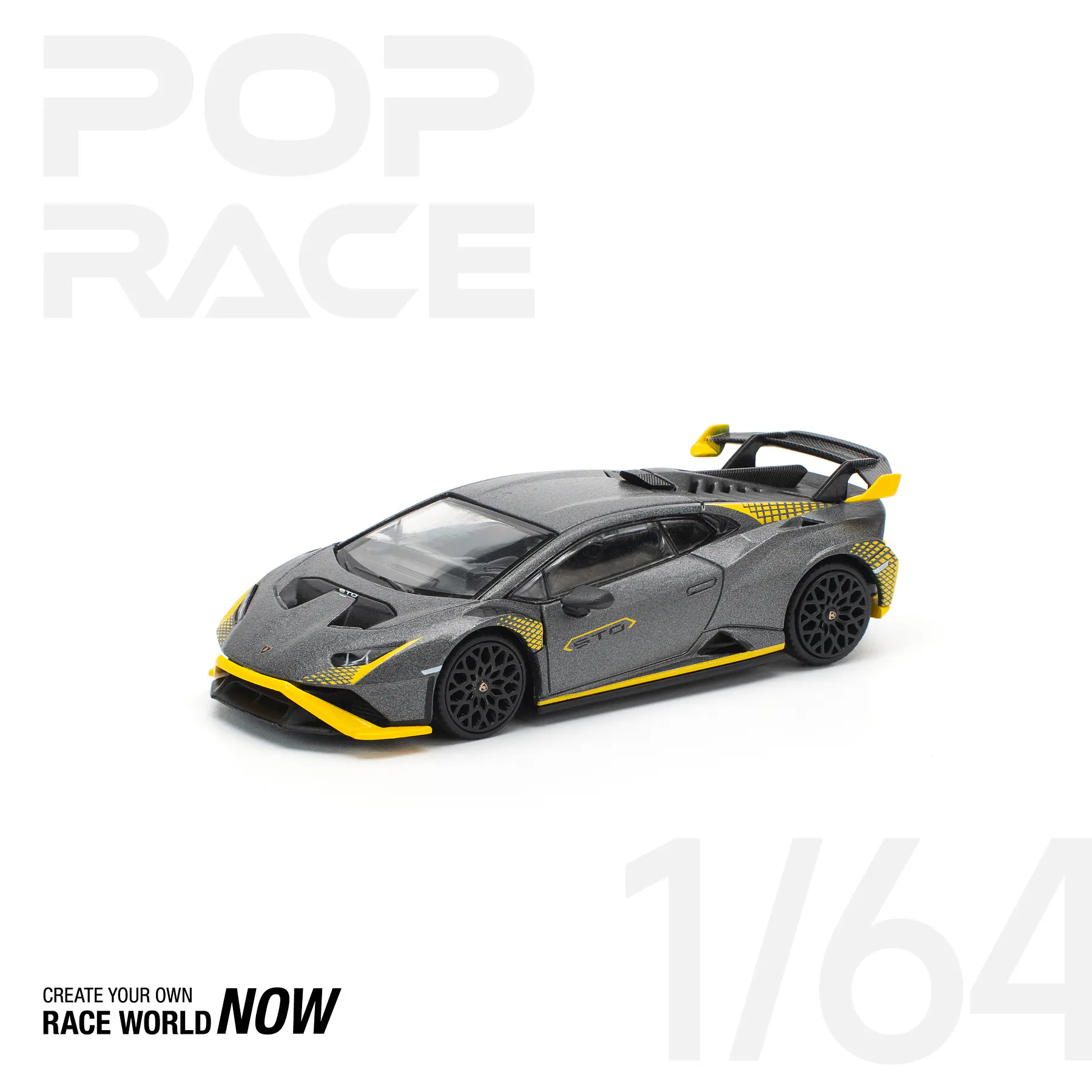 Pop Race 1:64 Lamborghini Huracán STO Matte Grey.