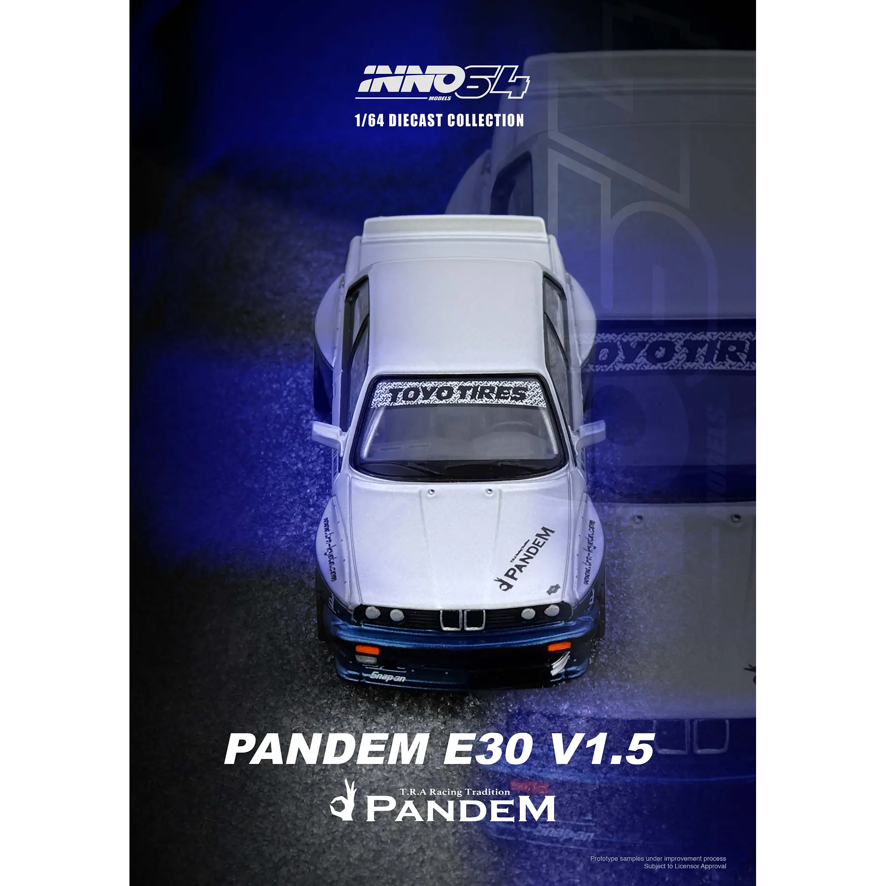 Inno64 1:64 PANDEM BMW E30 M3 Silver/Blue.