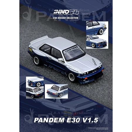 Inno64 1:64 PANDEM BMW E30 M3 Silver/Blue.