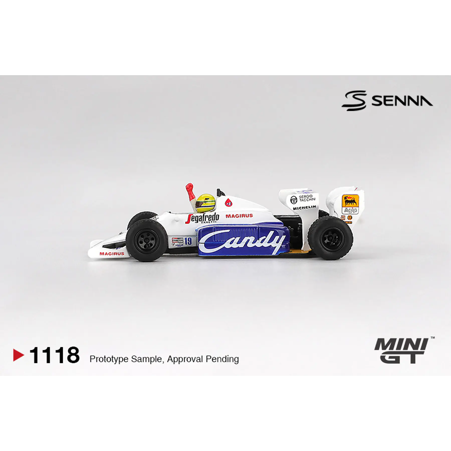 Mini GT 1:64 1984 Formula 1 Toleman TG184 #19 Ayrton Senna 1984 Monaco Grand Prix 2nd Place. 