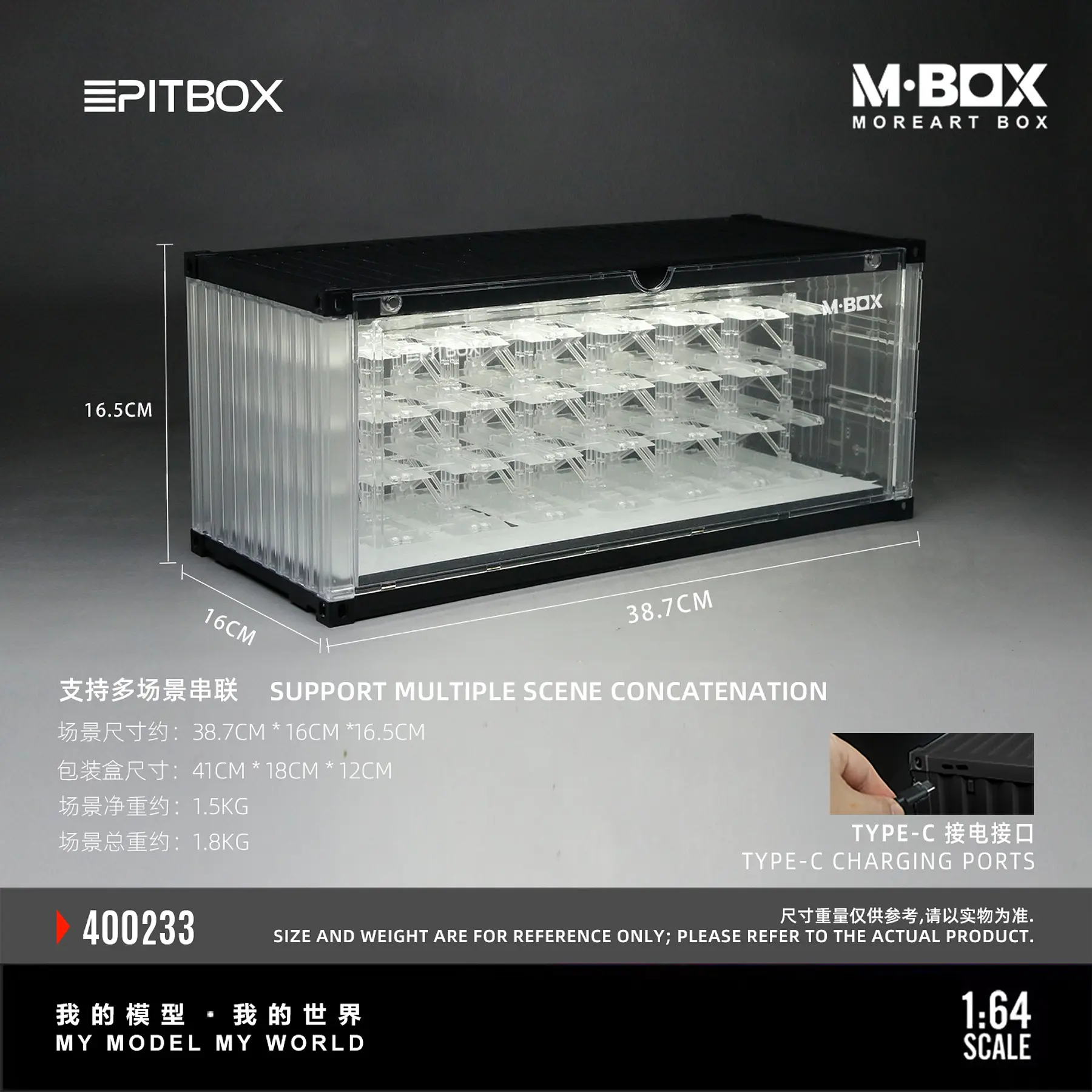 (PREVENTA) MBOX transparent container trolley storage scene 32 cars