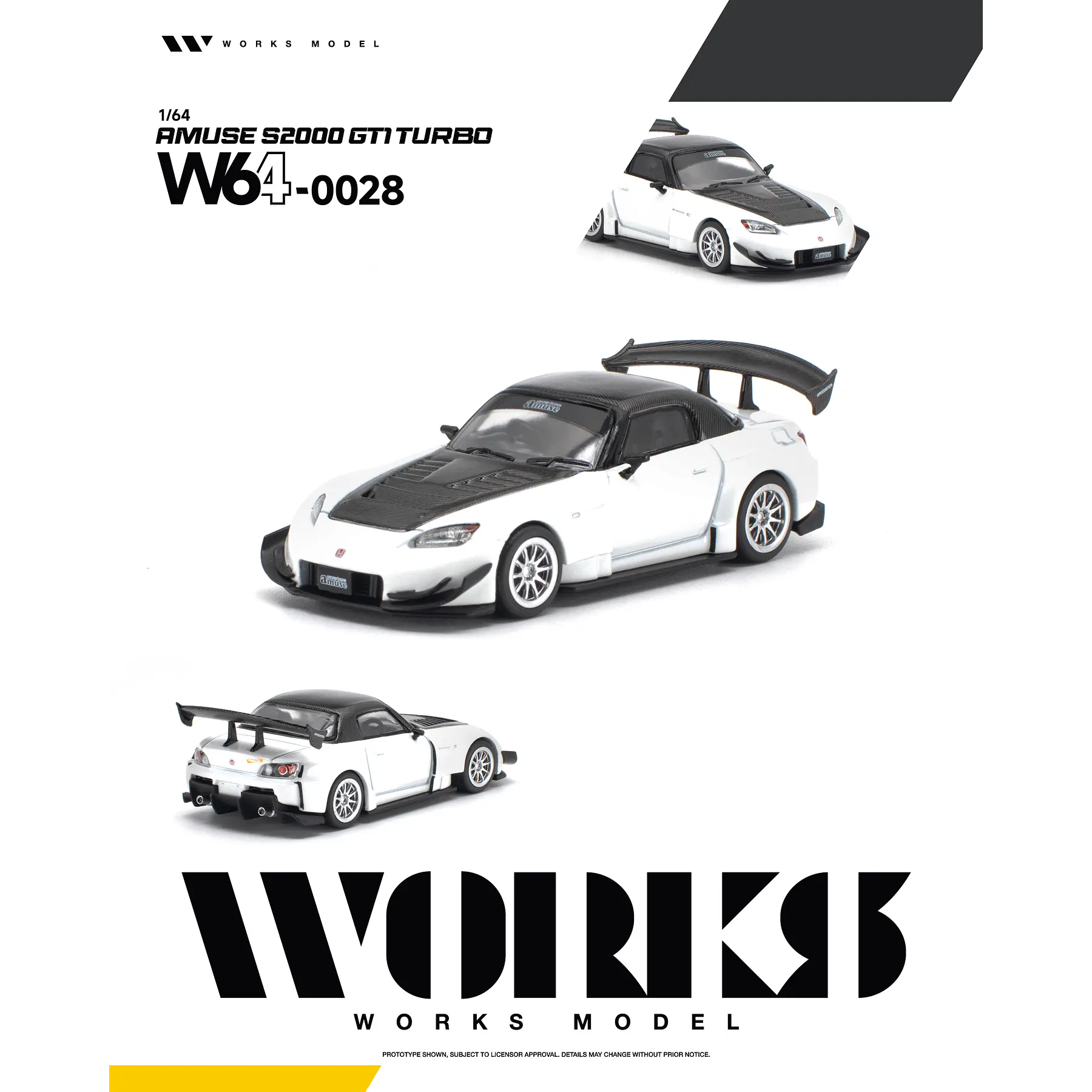 (PREVENTA) WORKS 1:64 Anuse Honda S2000 GT1 Turbo White