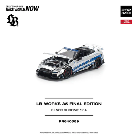 (PREVENTA) Pop Race 1:64 LB-WORKS Nissan 35GT-R Final Edition - Silver Chrome