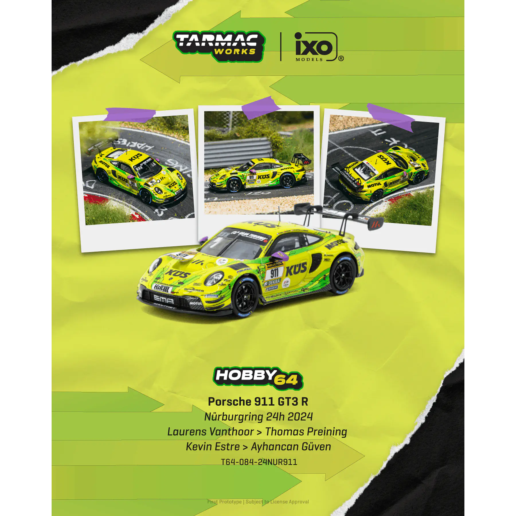 (PREVENTA) Tarmac Works 1:64 Porsche 911 GT3 R Nürburgring 24h 2024