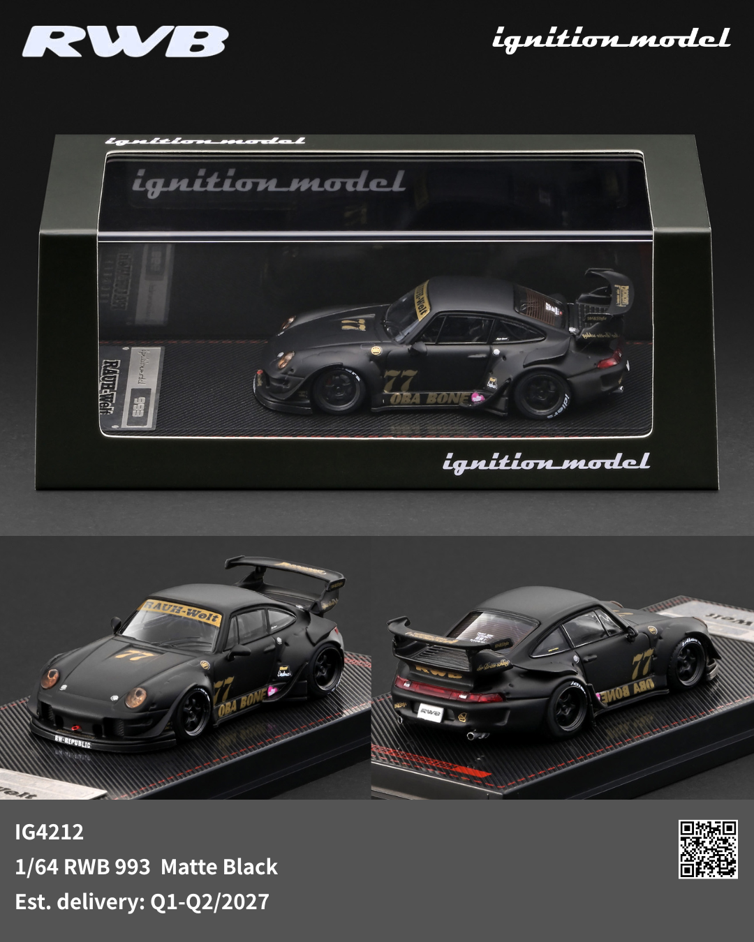 (PREVENTA) Ignition Model 1:64 RWB 993 Matte Black