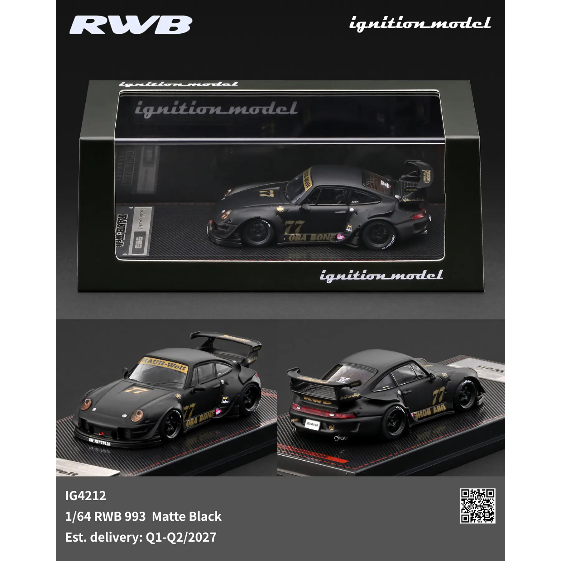 (PREVENTA) Ignition Model 1:64 RWB 993 Matte Black