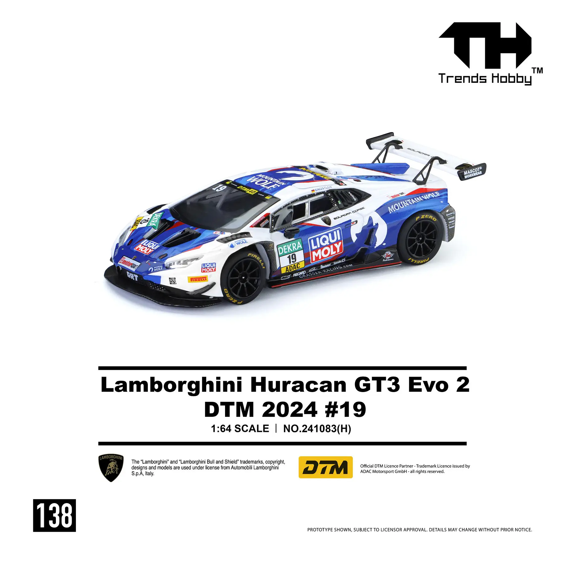 (PREVENTA) Trends Hobby 1:64 Lamborghini Huracan GT3 EVO2 - DTM 2024 #19
