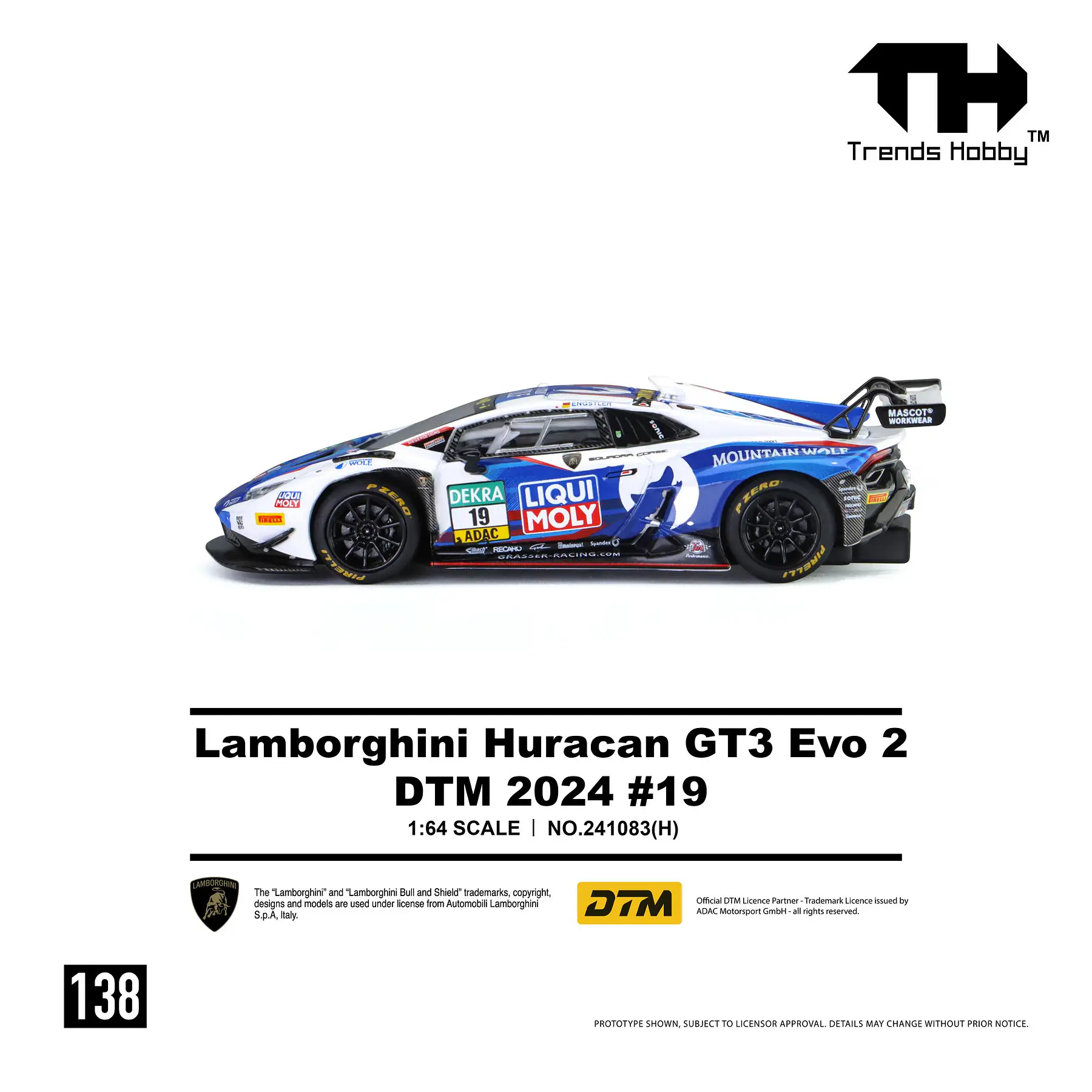 (PREVENTA) Trends Hobby 1:64 Lamborghini Huracan GT3 EVO2 - DTM 2024 #19