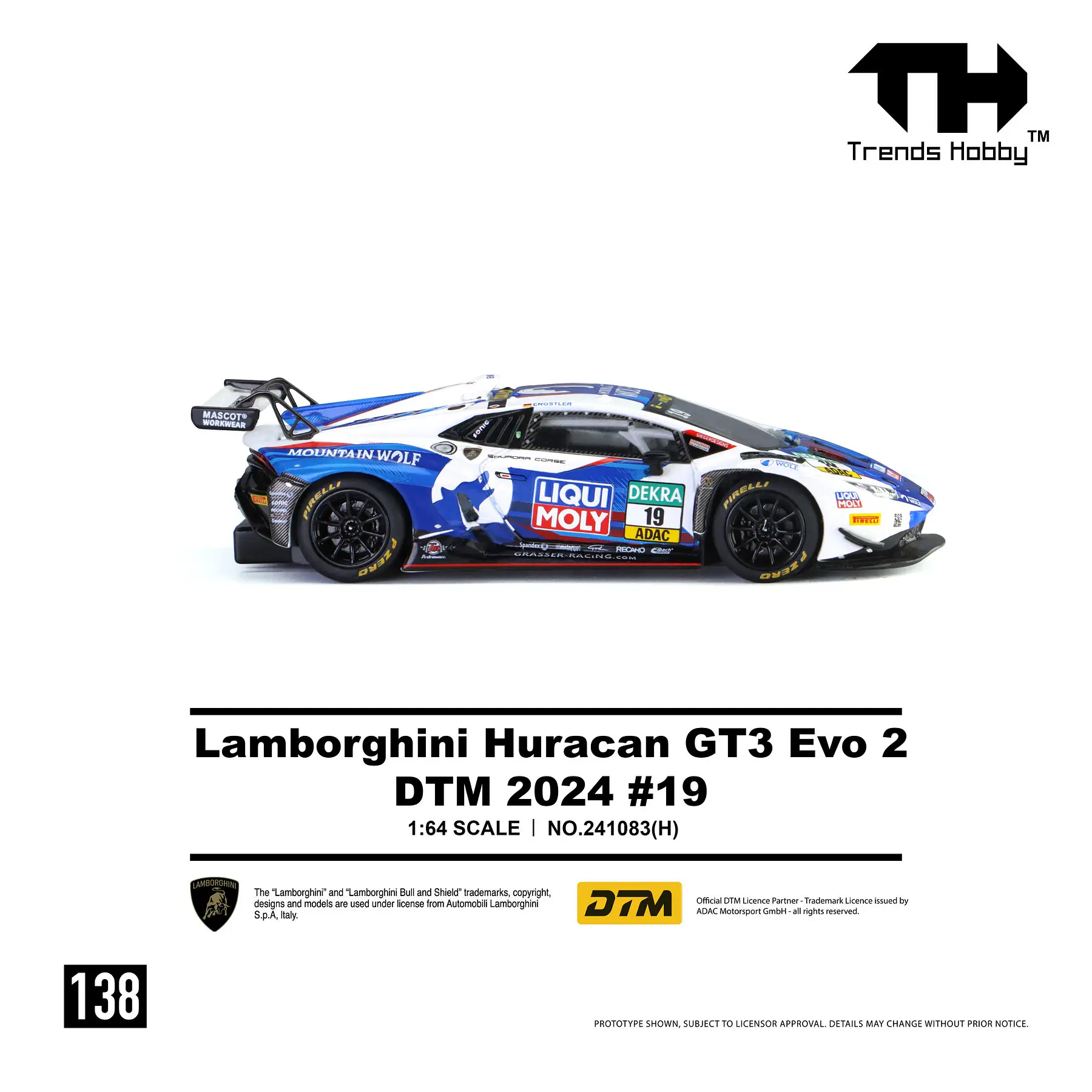 (PREVENTA) Trends Hobby 1:64 Lamborghini Huracan GT3 EVO2 - DTM 2024 #19