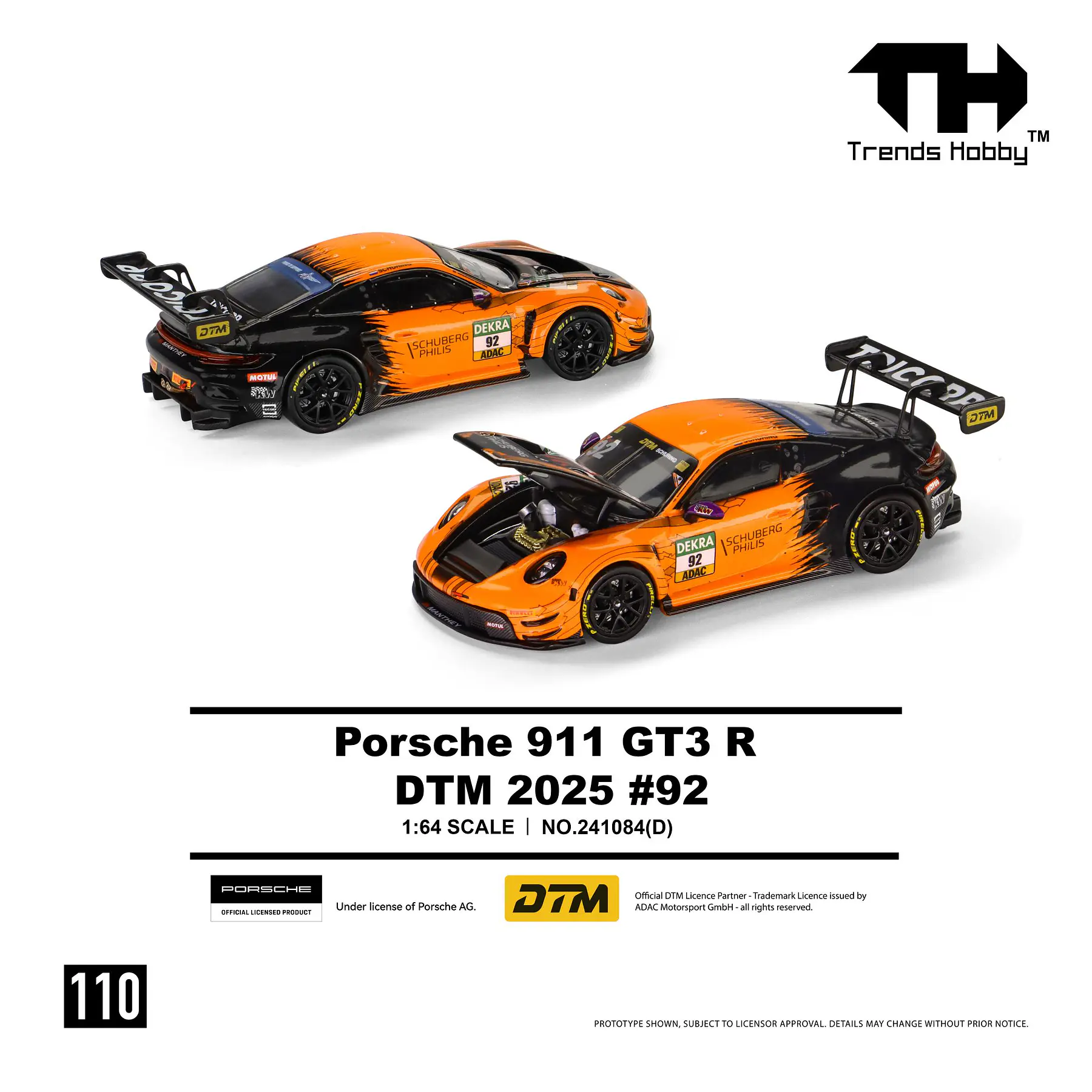 (PREVENTA) Trends Hobby 1'64 Porsche 911 GT3 R - DTM 2025 #92