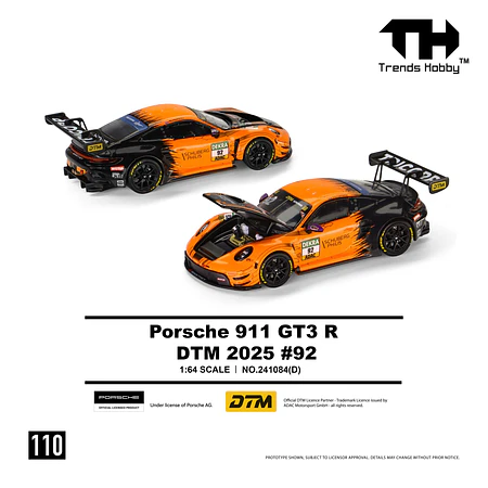 (PREVENTA) Trends Hobby 1'64 Porsche 911 GT3 R - DTM 2025 #92